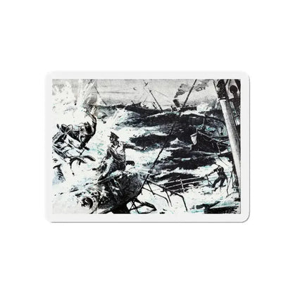 Action off Salerno (2), Blue Book Magazine, April 1948 (Magazine Illustration) Refrigerator Magnet 6 Inch - The Sticker Space