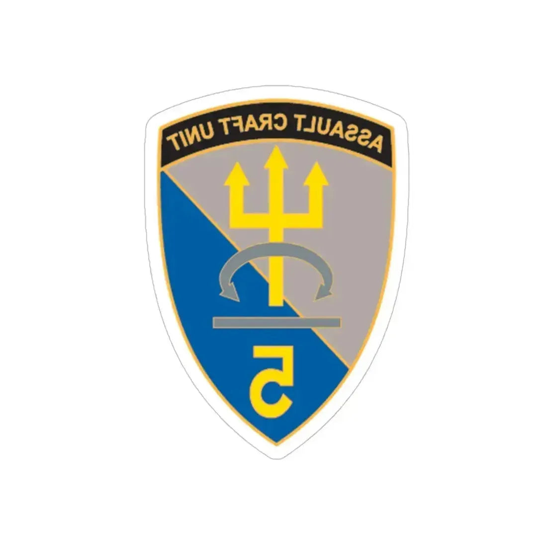 ACU 5 Assault Craft Unit Five (U.S. Navy) REVERSE PRINT Transparent Die-Cut STICKER 5 Inch Die-Cut Transparent - The Sticker Space
