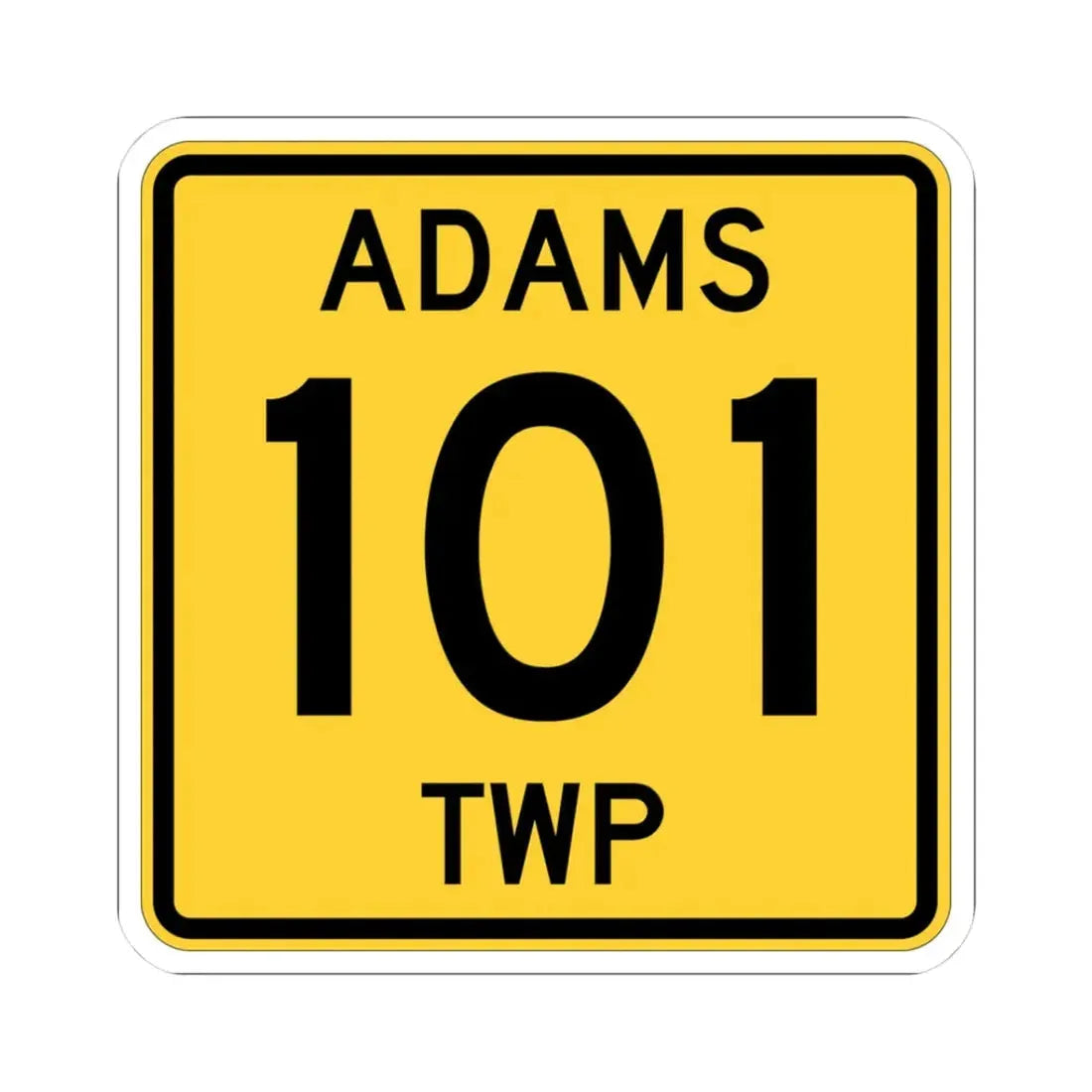 Adams Township Route 101 Coshocton County Ohio (Ohio) (Road Sign) STICKER Vinyl Kiss-Cut Decal 3 Inch White - The Sticker Space