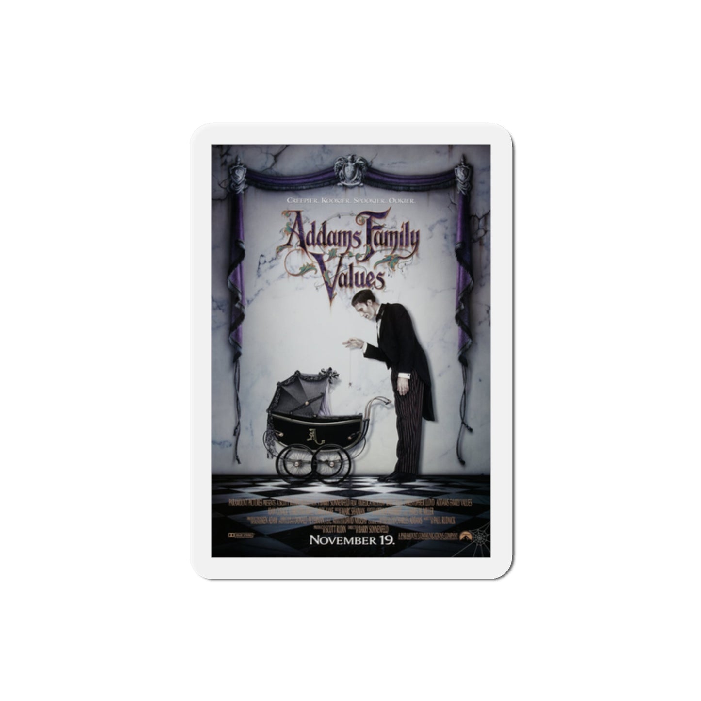 Addams Family Values 1993 Movie Poster Die-Cut Magnet-2" x 2"-The Sticker Space