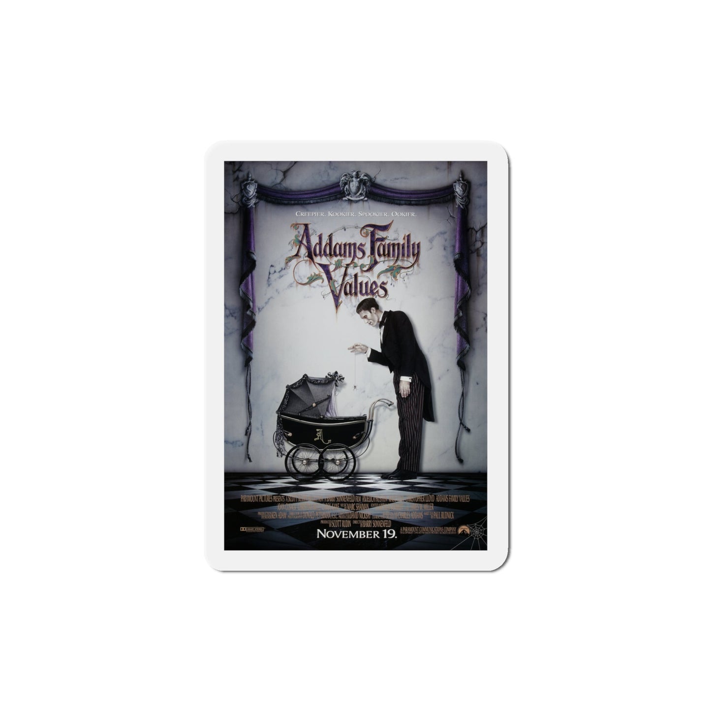 Addams Family Values 1993 Movie Poster Die-Cut Magnet-4" x 4"-The Sticker Space