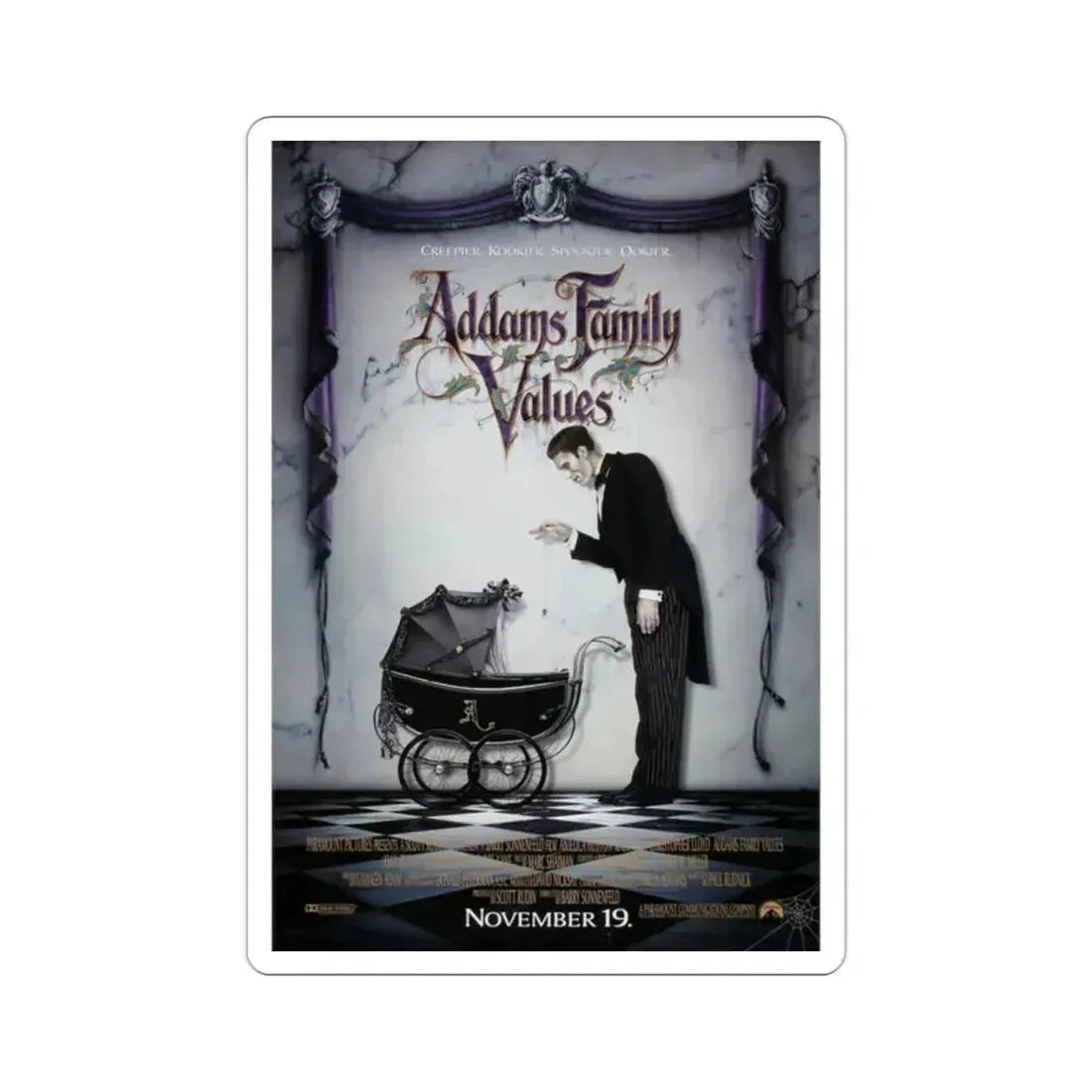 Addams Family Values 1993 Movie Poster STICKER Vinyl Die-Cut Decal 2 Inch - The Sticker Space