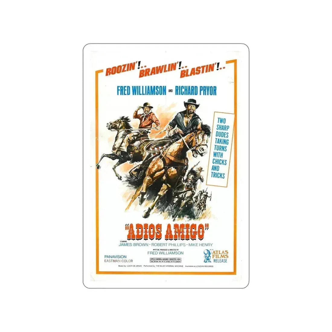 ADIOS AMIGO 1976 Movie Poster STICKER Vinyl Die-Cut Decal 5 Inch - The Sticker Space