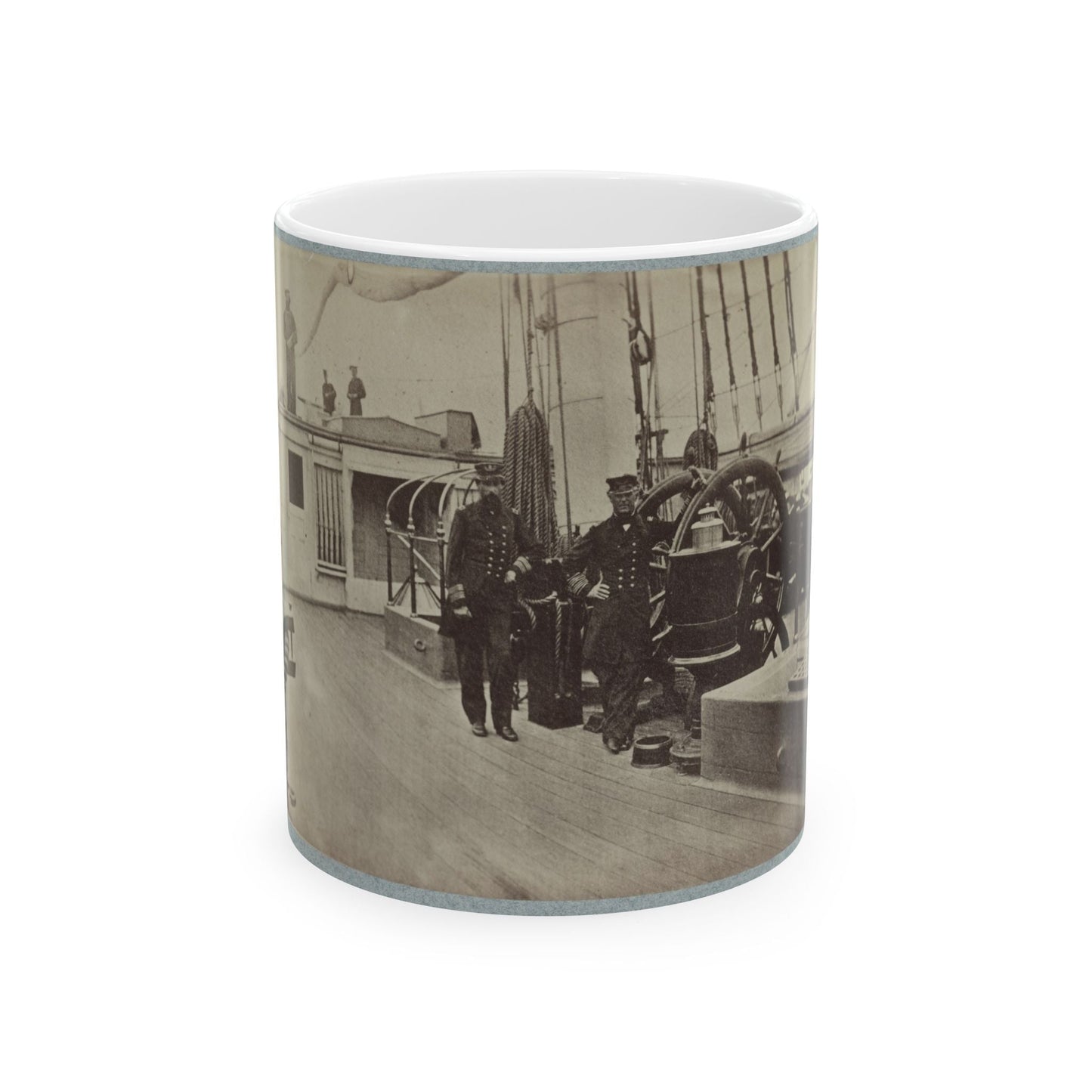 Admiral Farragut And Captain Drayton On Deck Of U.S. Frigate Hartford 001 (U.S. Civil War) White Coffee Mug