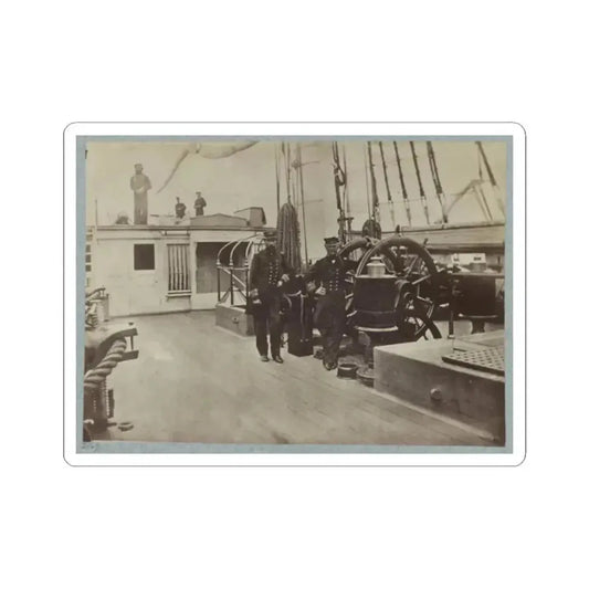 Admiral Farragut and Captain Drayton on Deck of U.S. Frigate Hartford 001 (U.S. Civil War) STICKER Vinyl Kiss-Cut Decal 2 Inch White - The Sticker Space