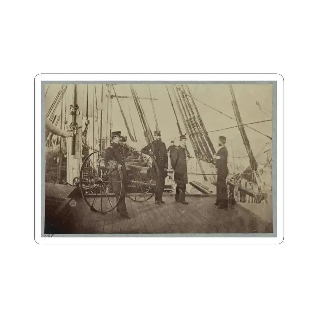 Admiral Farragut and Captain Drayton on Deck of U.S. Frigate Hartford (U.S. Civil War) STICKER Vinyl Kiss-Cut Decal 3 Inch White - The Sticker Space