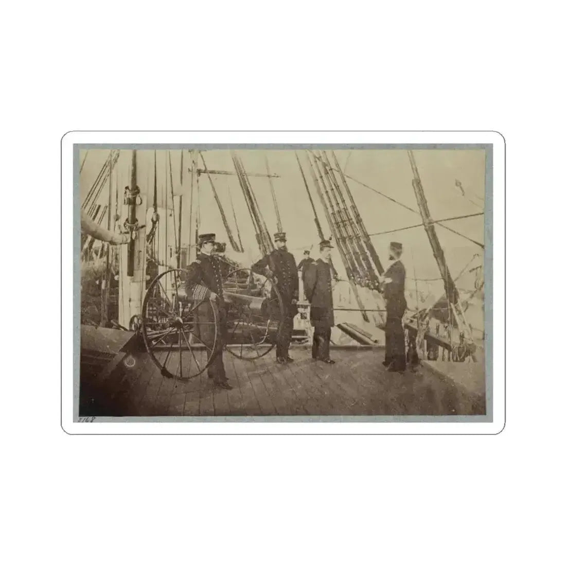 Admiral Farragut and Captain Drayton on Deck of U.S. Frigate Hartford (U.S. Civil War) STICKER Vinyl Kiss-Cut Decal 4 Inch White - The Sticker Space
