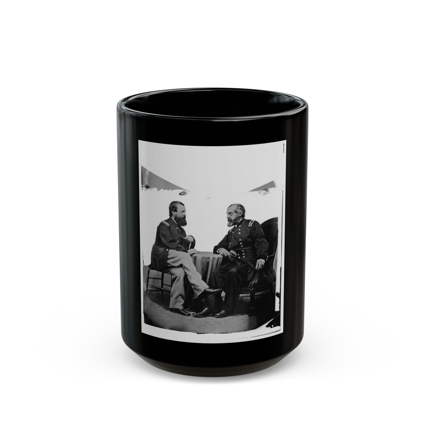 Admiral Porter And General Meade. (U.S. Civil War) Black Coffee Mug-15oz-The Sticker Space