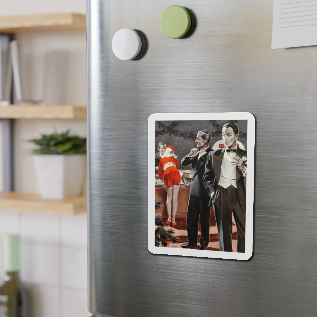 Admiring the Bellhop, Argosy pulp magazine story illustration (Magazine Illustration) Refrigerator Magnet-The Sticker Space