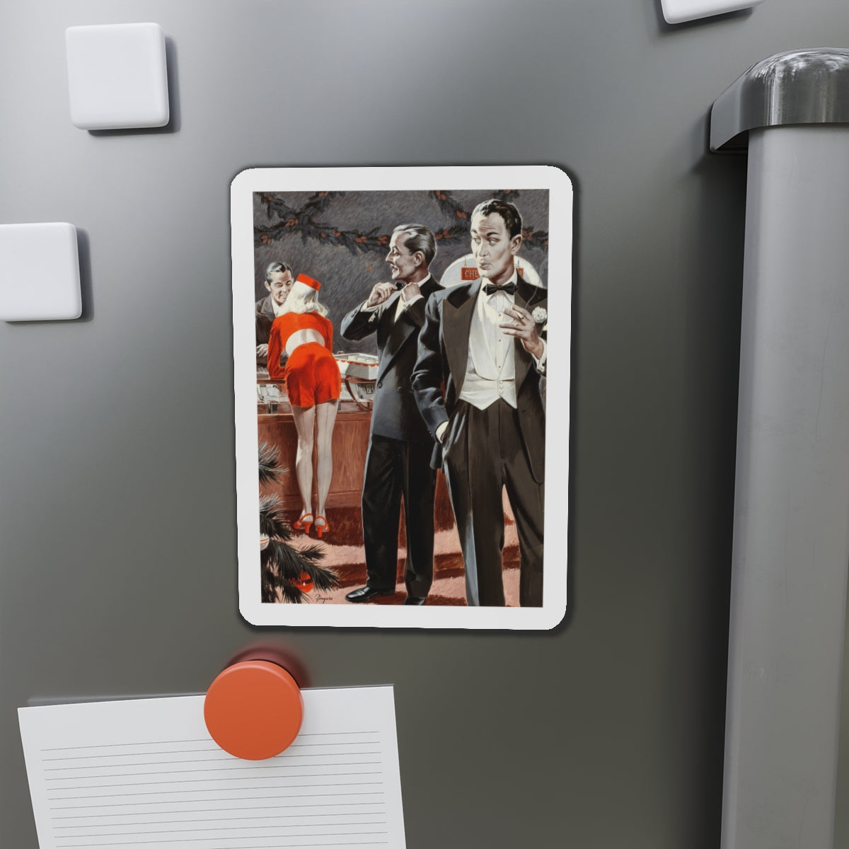 Admiring the Bellhop, Argosy pulp magazine story illustration (Magazine Illustration) Refrigerator Magnet-The Sticker Space