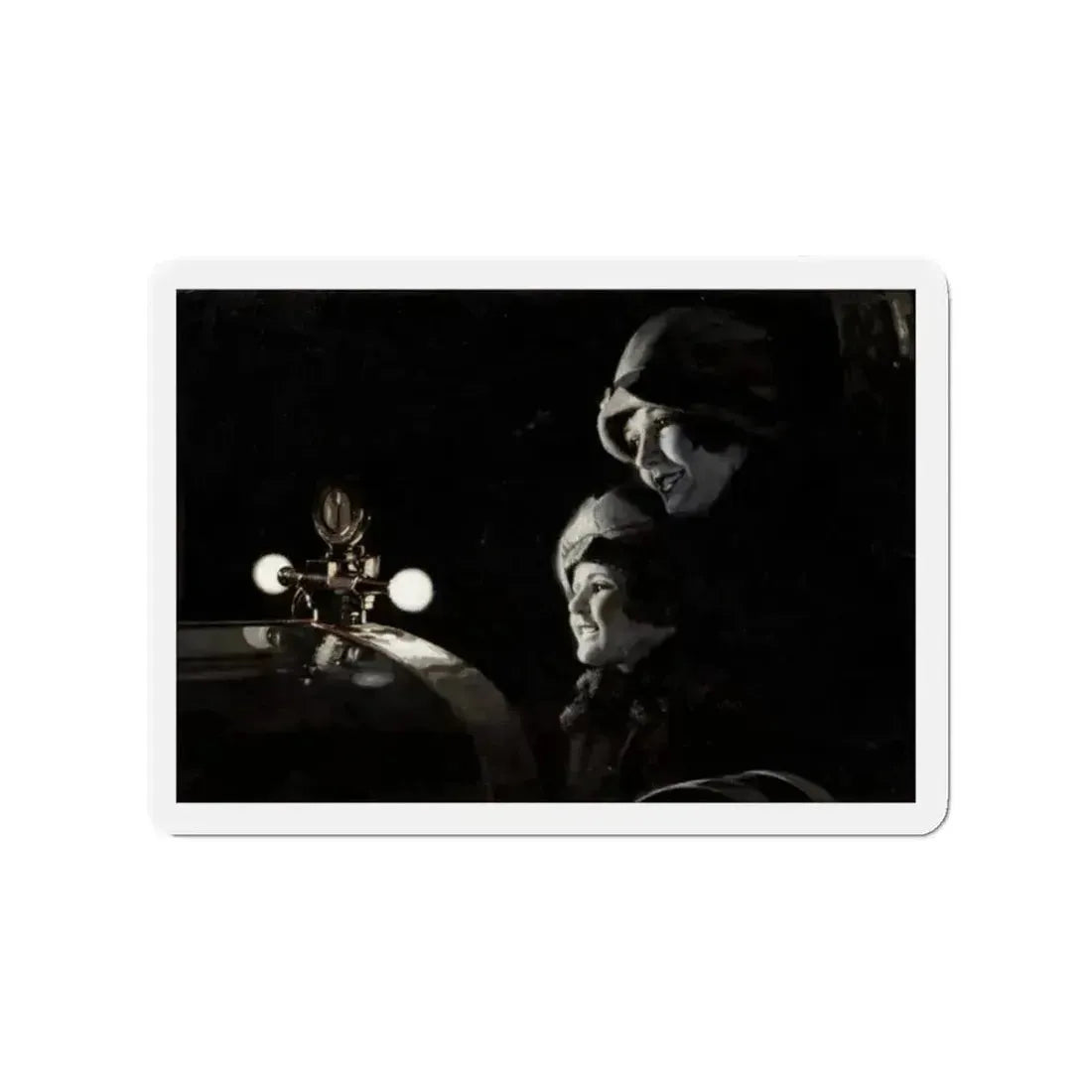 Admiring the Hood Ornament, car ad illustration (Magazine Illustration) Refrigerator Magnet 2 Inch Die-Cut - The Sticker Space