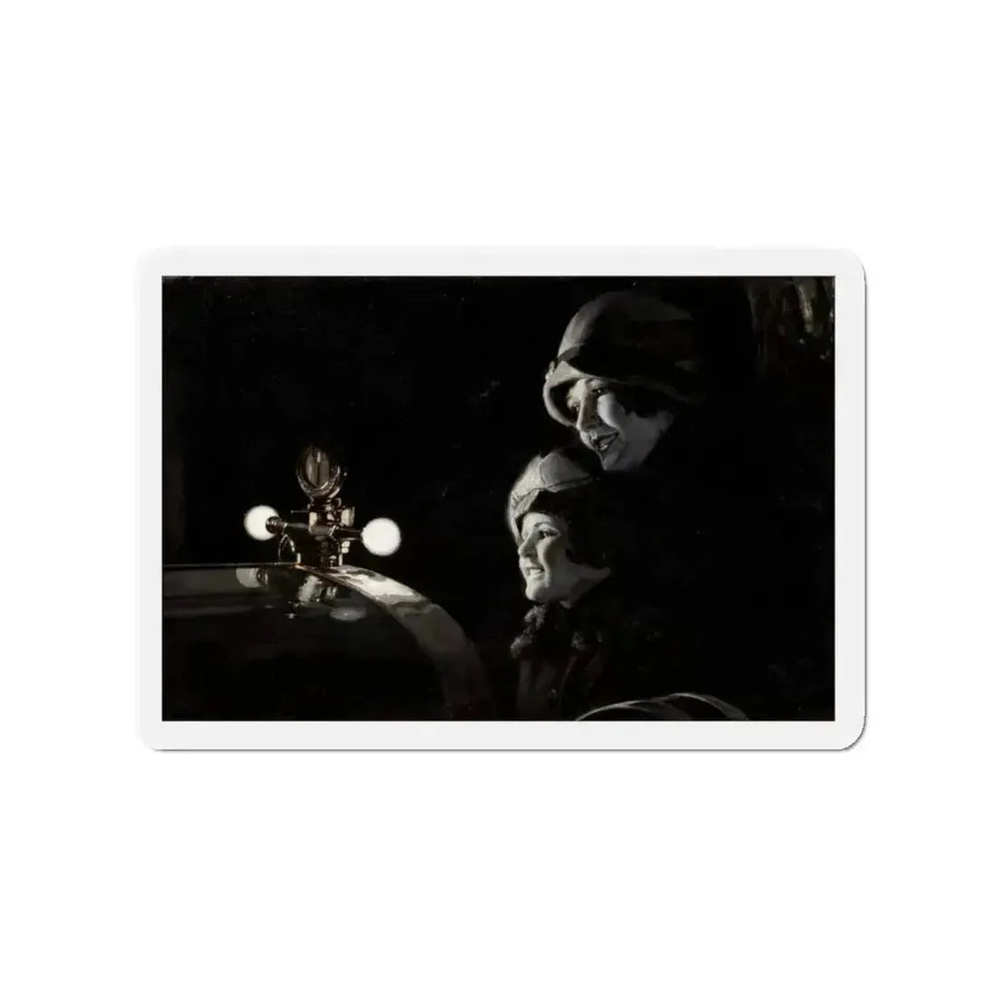 Admiring the Hood Ornament, car ad illustration (Magazine Illustration) Refrigerator Magnet 3 Inch Die-Cut - The Sticker Space