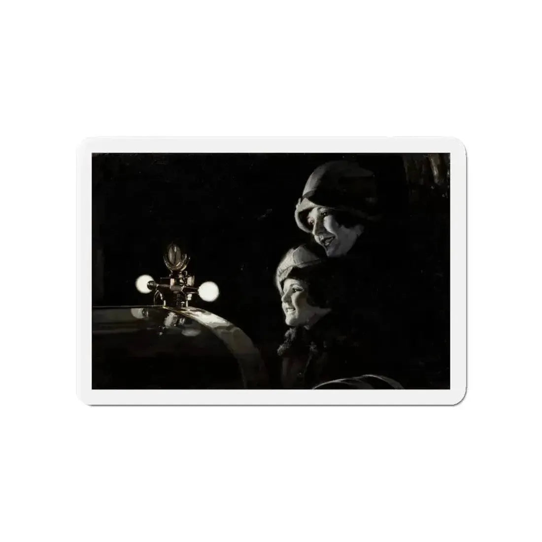 Admiring the Hood Ornament, car ad illustration (Magazine Illustration) Refrigerator Magnet 4 Inch Die-Cut - The Sticker Space