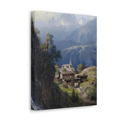 Adolf Mosengel (1837-1885) Village in the Bernese Alps 1885 - Canvas Wall Art - The Sticker Space
