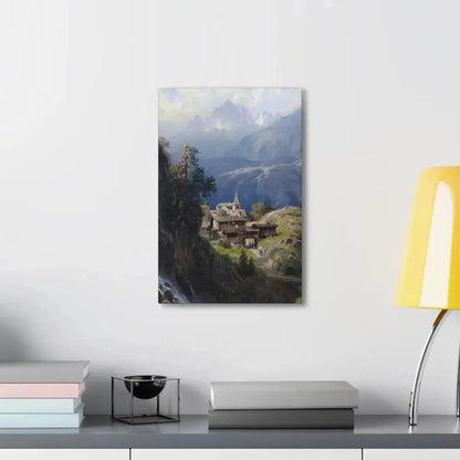 Adolf Mosengel (1837-1885) Village in the Bernese Alps 1885 - Canvas Wall Art - The Sticker Space