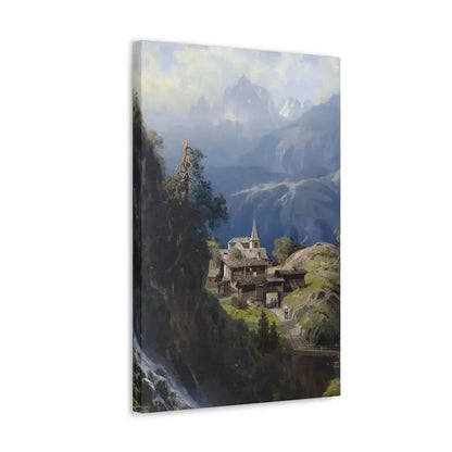 Adolf Mosengel (1837-1885) Village in the Bernese Alps 1885 - Canvas Wall Art - The Sticker Space
