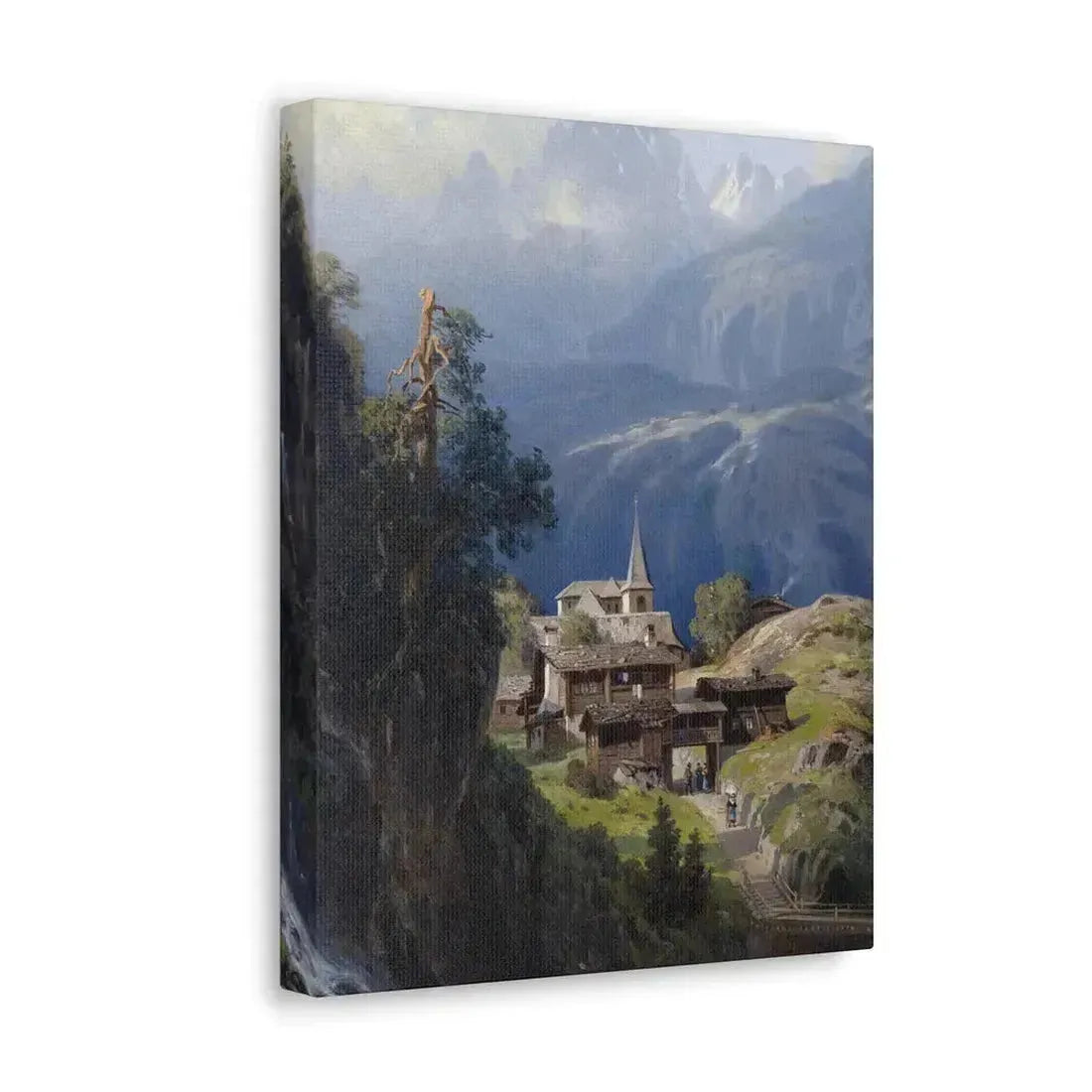 Adolf Mosengel (1837-1885) Village in the Bernese Alps 1885 - Canvas Wall Art - The Sticker Space