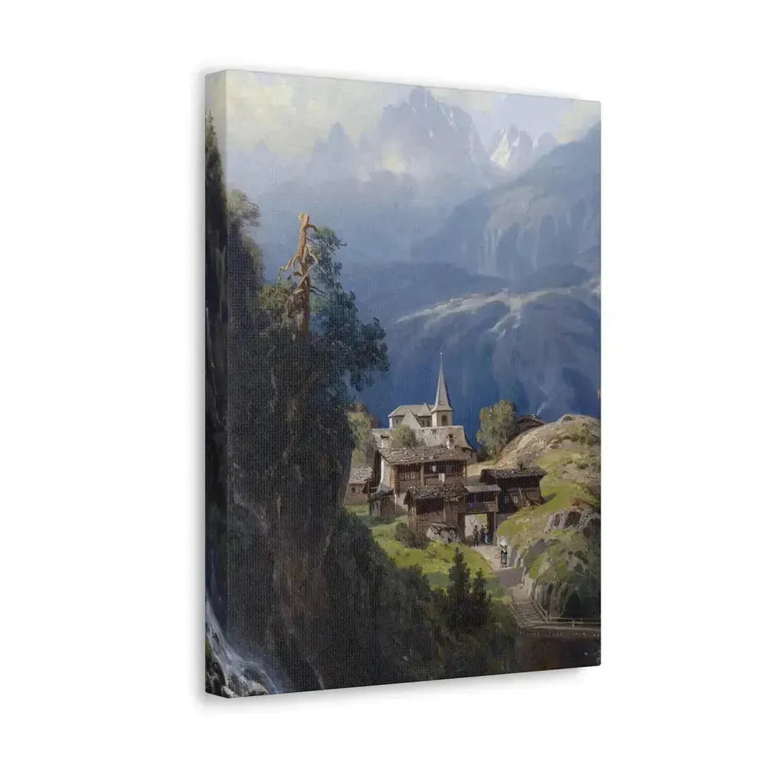 Adolf Mosengel (1837-1885) Village in the Bernese Alps 1885 - Canvas Wall Art - The Sticker Space