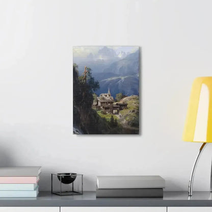 Adolf Mosengel (1837-1885) Village in the Bernese Alps 1885 - Canvas Wall Art - The Sticker Space