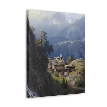 Adolf Mosengel (1837-1885) Village in the Bernese Alps 1885 - Canvas Wall Art - The Sticker Space