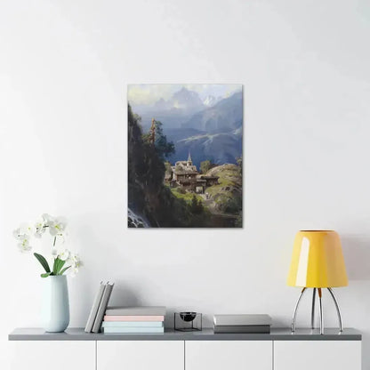Adolf Mosengel (1837-1885) Village in the Bernese Alps 1885 - Canvas Wall Art - The Sticker Space