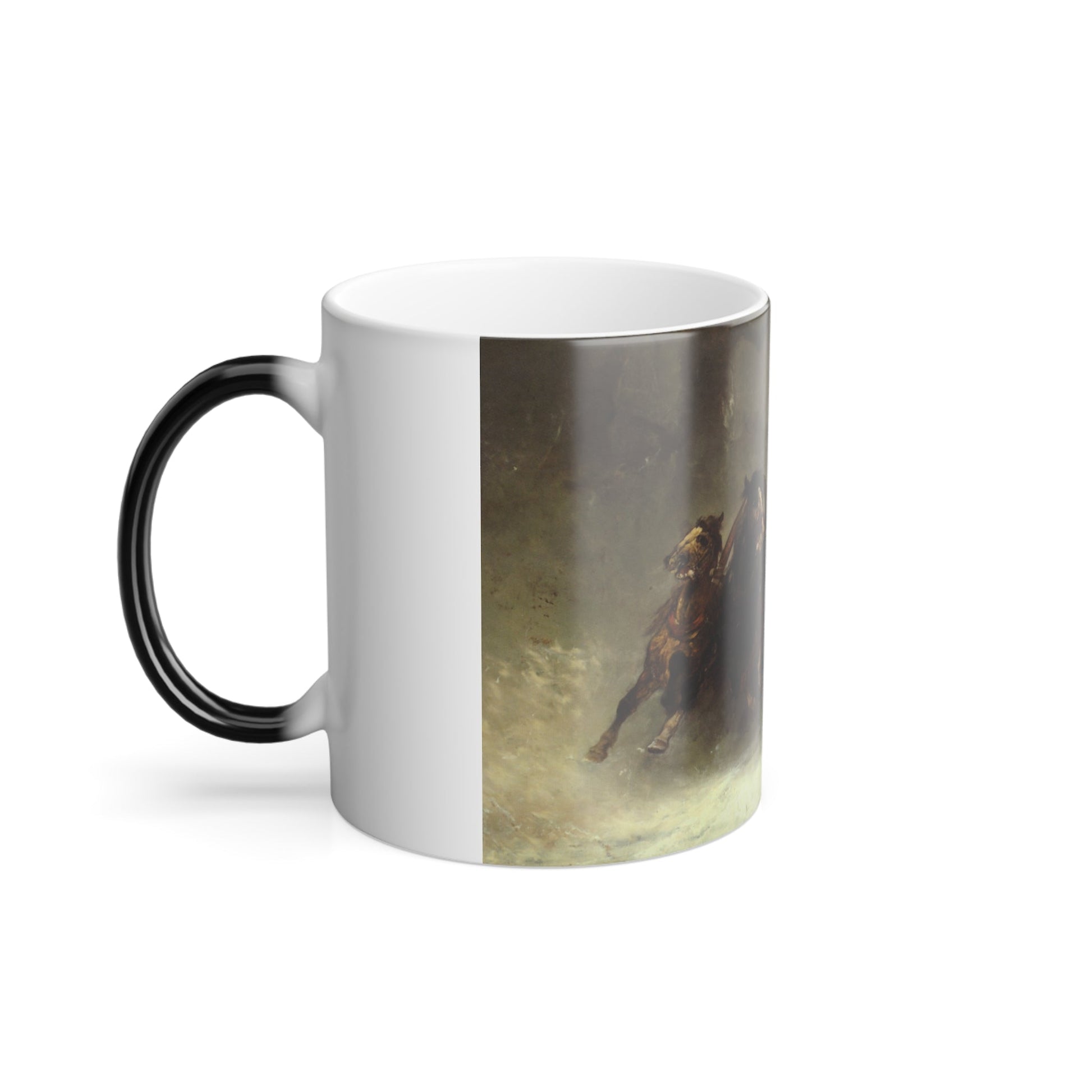 Adolf Schreyer (1828-1899) A Troika Persued by Wolves - Color Changing Mug 11oz-11oz-The Sticker Space