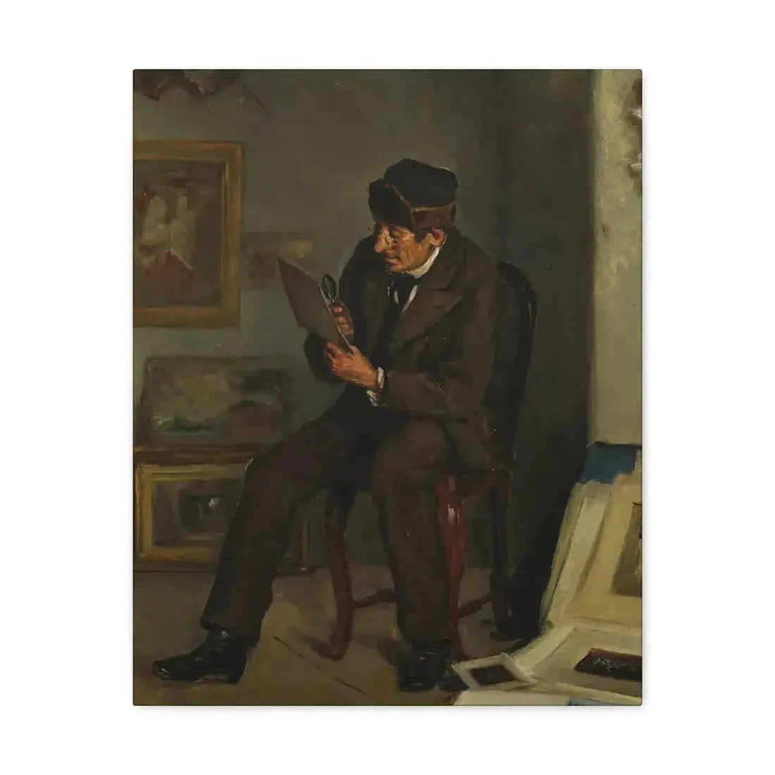 Adolf von Becker (1831-1909) The Art Expert - Canvas Wall Art 16″ x 20″ 1.25" - The Sticker Space