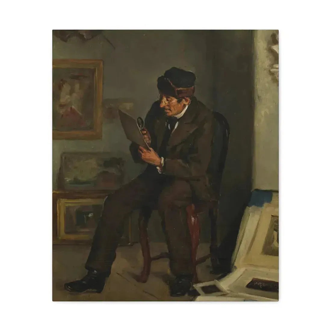 Adolf von Becker (1831-1909) The Art Expert - Canvas Wall Art 20″ x 24″ 1.25" - The Sticker Space