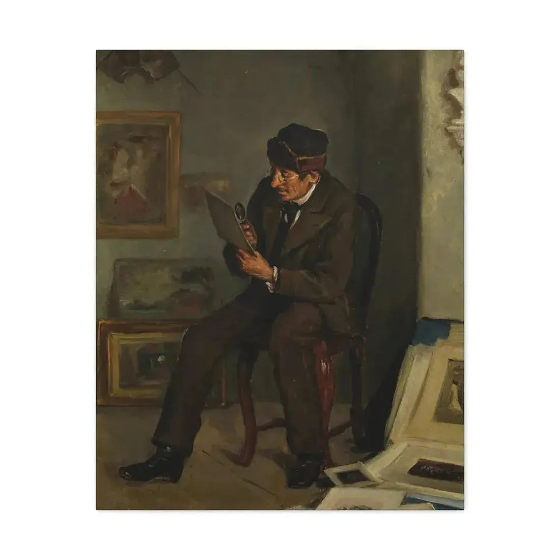 Adolf von Becker (1831-1909) The Art Expert - Canvas Wall Art 24″ x 30″ 1.25" - The Sticker Space