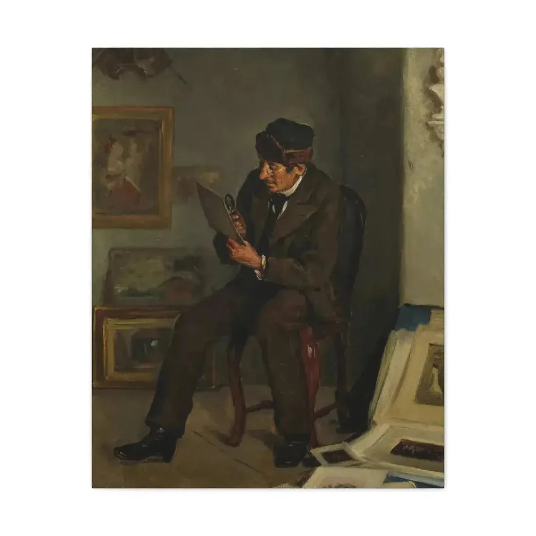 Adolf von Becker (1831-1909) The Art Expert - Canvas Wall Art - The Sticker Space