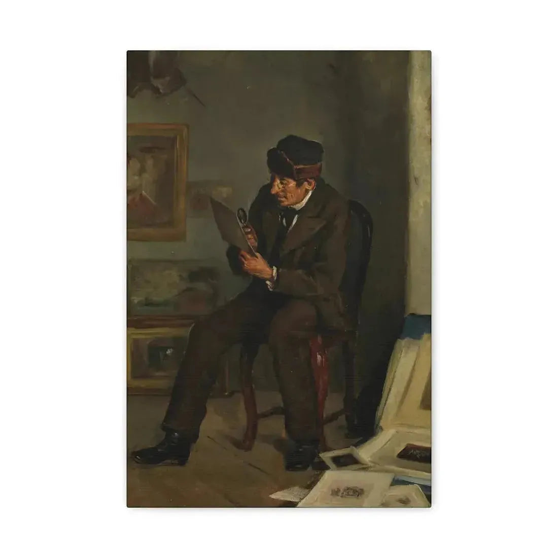 Adolf von Becker (1831-1909) The Art Expert - Canvas Wall Art - The Sticker Space