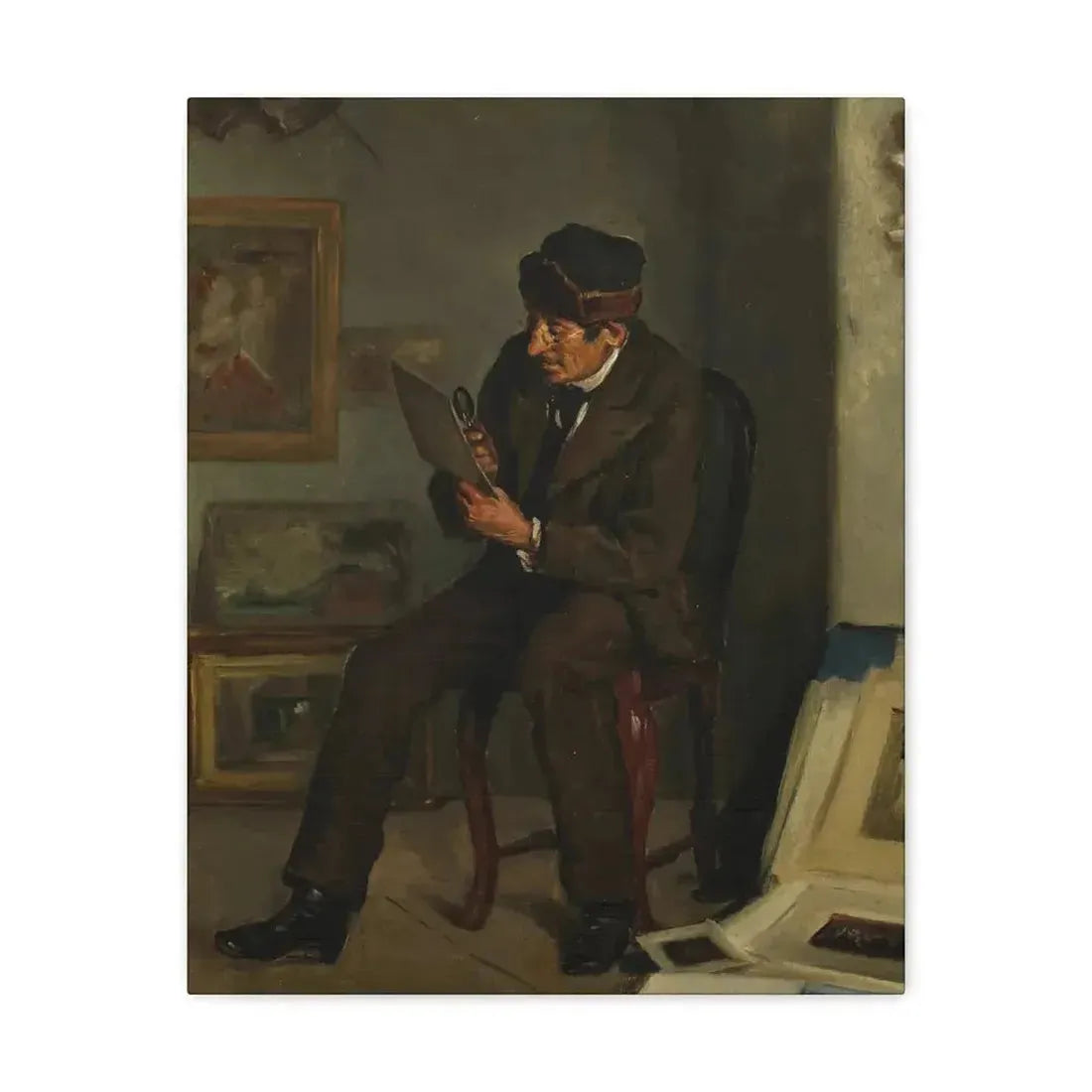 Adolf von Becker (1831-1909) The Art Expert - Canvas Wall Art - The Sticker Space