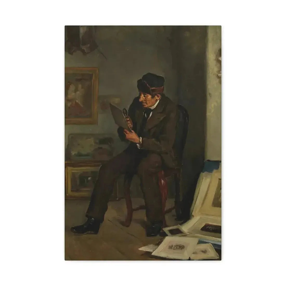 Adolf von Becker (1831-1909) The Art Expert - Canvas Wall Art - The Sticker Space