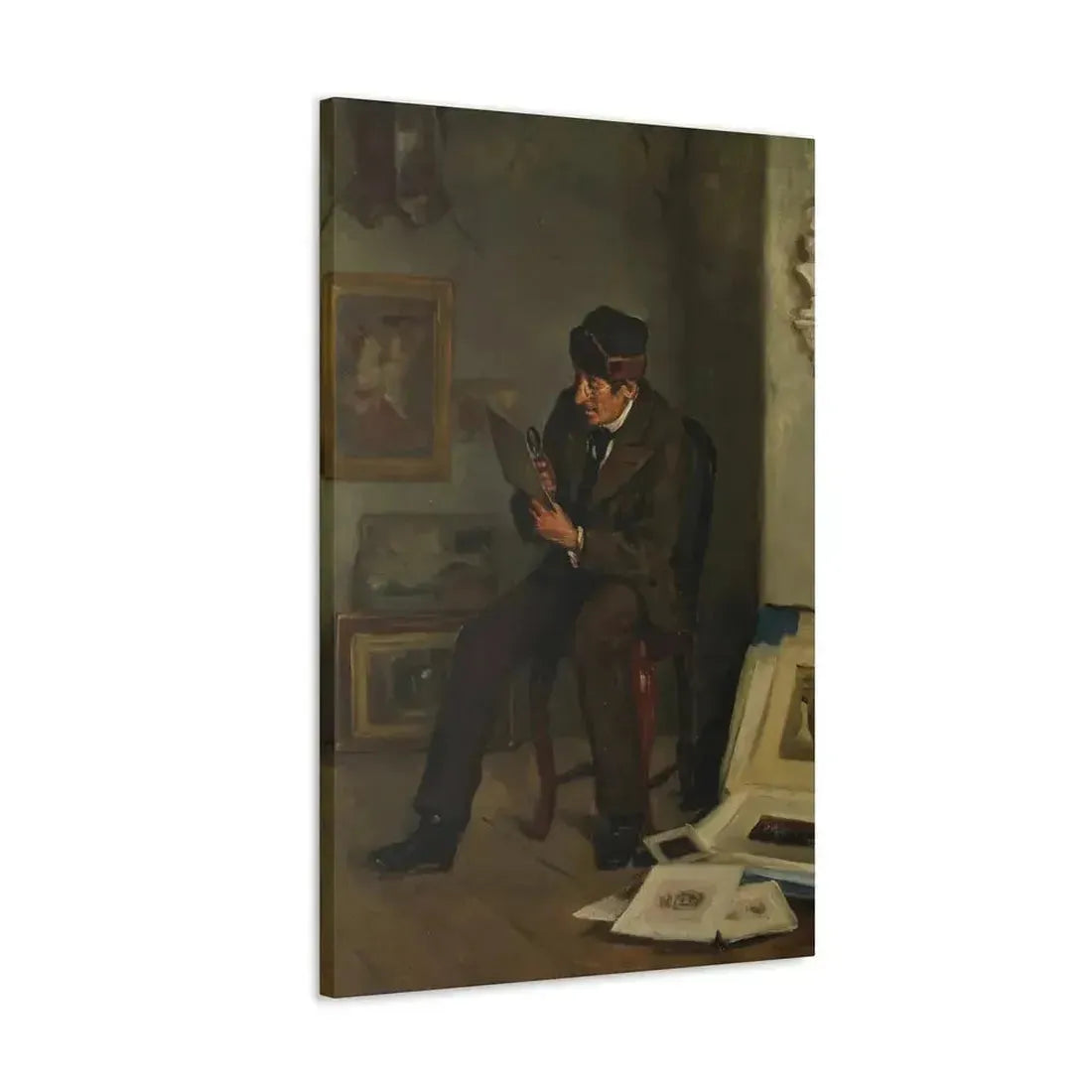 Adolf von Becker (1831-1909) The Art Expert - Canvas Wall Art - The Sticker Space
