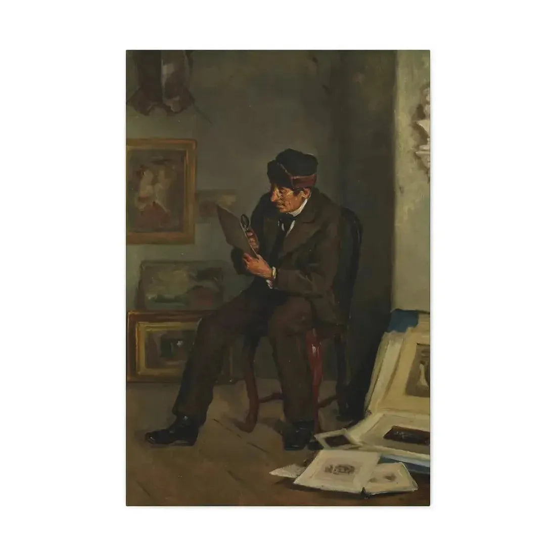 Adolf von Becker (1831-1909) The Art Expert - Canvas Wall Art - The Sticker Space