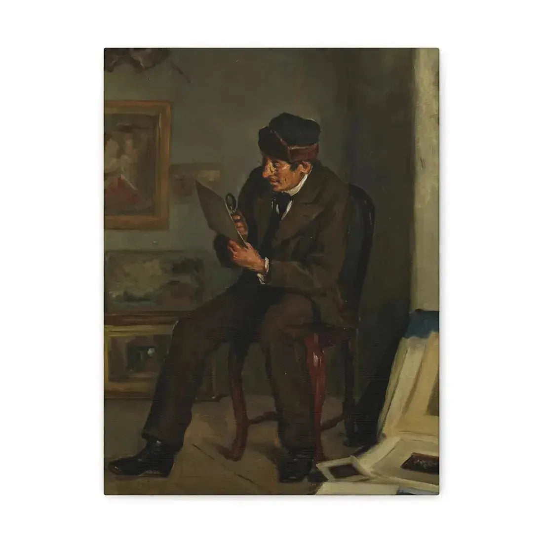 Adolf von Becker (1831-1909) The Art Expert - Canvas Wall Art - The Sticker Space
