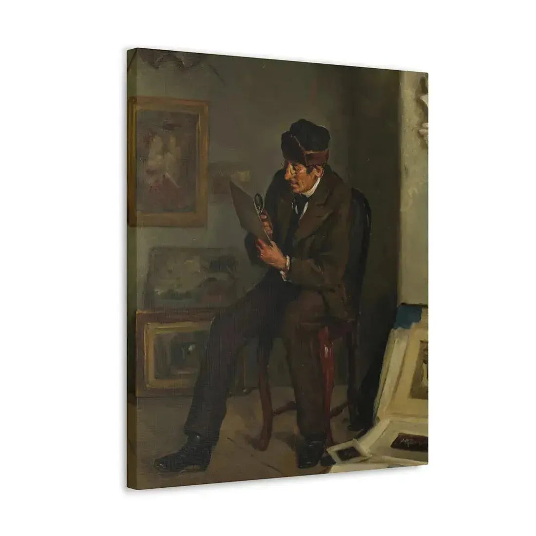 Adolf von Becker (1831-1909) The Art Expert - Canvas Wall Art - The Sticker Space