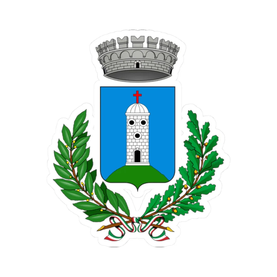 Adrara San Rocco-Stemma (Italy) (Coat of Arms) STICKER Vinyl Kiss-Cut Decal 2 Inch White - The Sticker Space