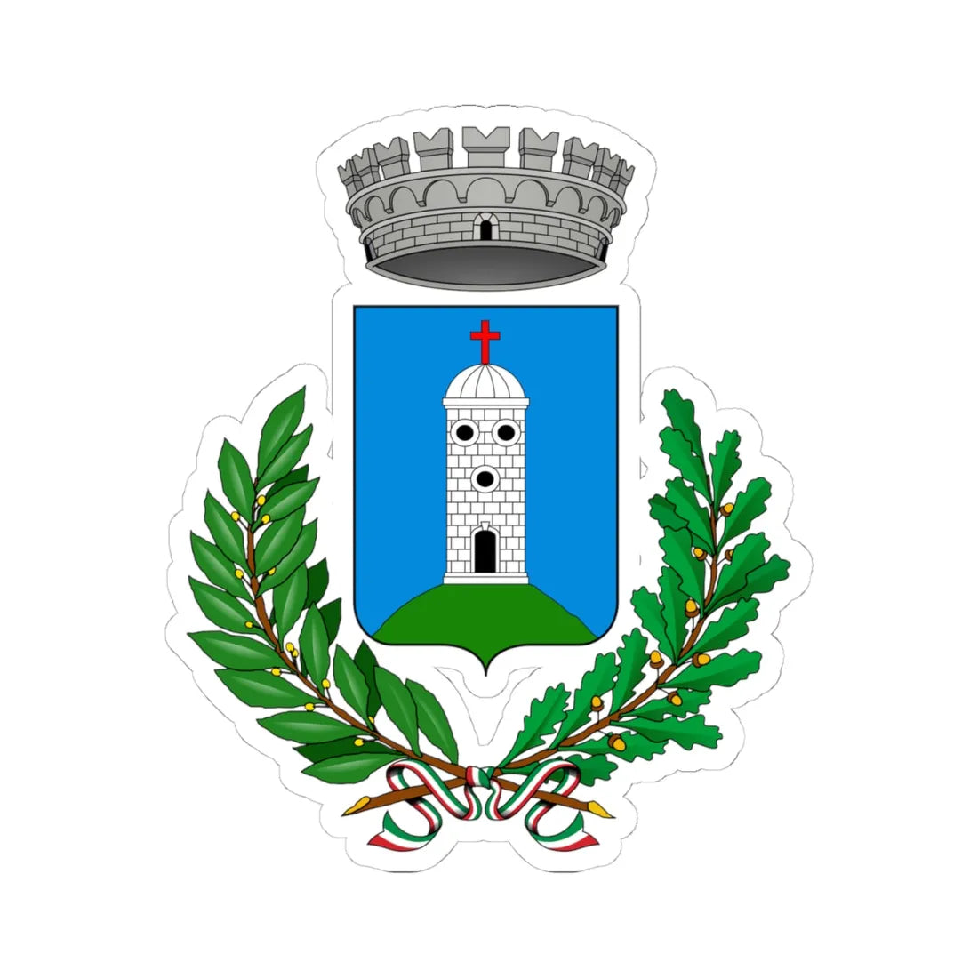 Adrara San Rocco-Stemma (Italy) (Coat of Arms) STICKER Vinyl Kiss-Cut Decal 4 Inch White - The Sticker Space