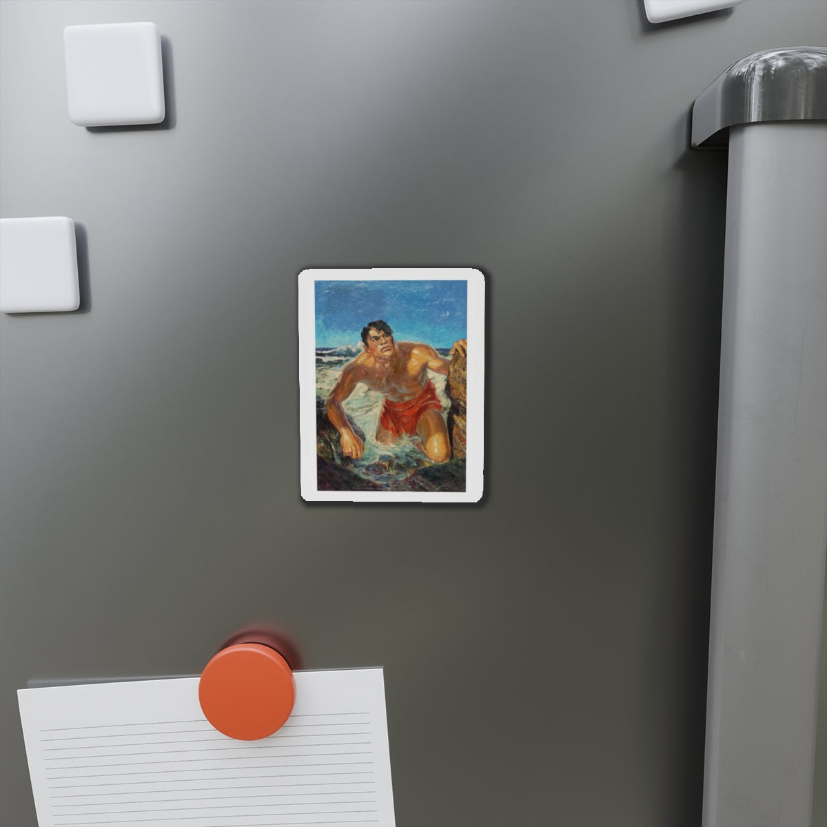 Adventure pulp magazine, cover art (Magazine Illustration) Refrigerator Magnet-The Sticker Space