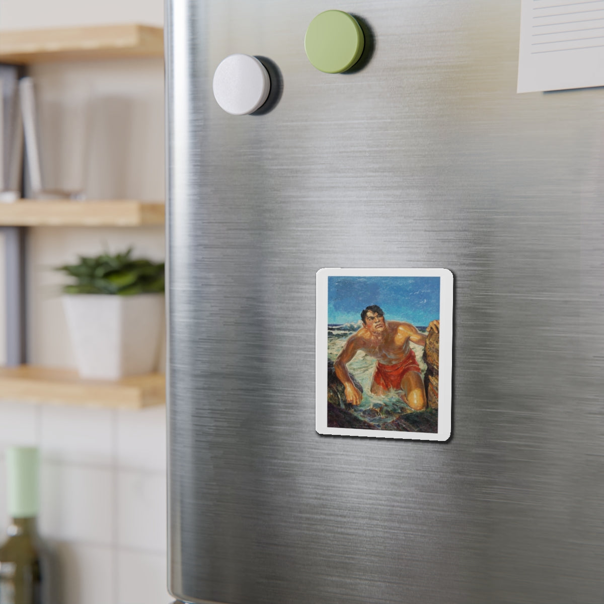 Adventure pulp magazine, cover art (Magazine Illustration) Refrigerator Magnet-The Sticker Space