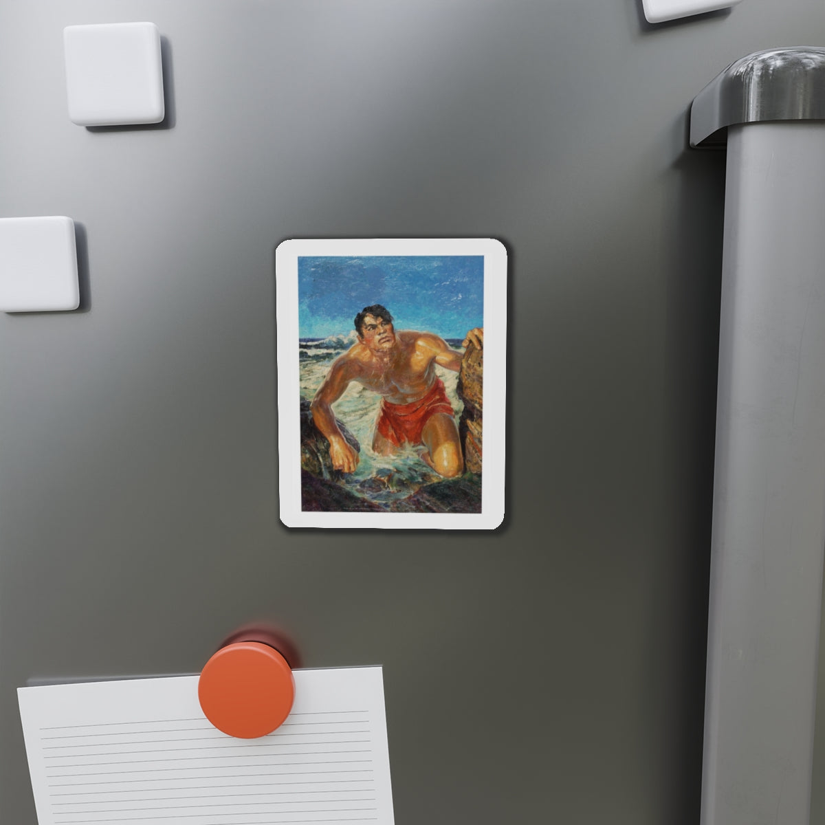 Adventure pulp magazine, cover art (Magazine Illustration) Refrigerator Magnet-The Sticker Space