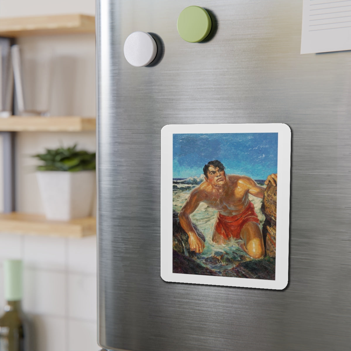 Adventure pulp magazine, cover art (Magazine Illustration) Refrigerator Magnet-The Sticker Space