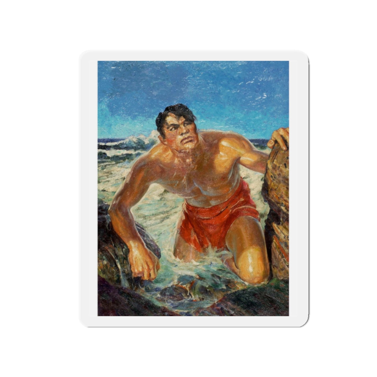 Adventure pulp magazine, cover art (Magazine Illustration) Refrigerator Magnet-2" x 2"-The Sticker Space