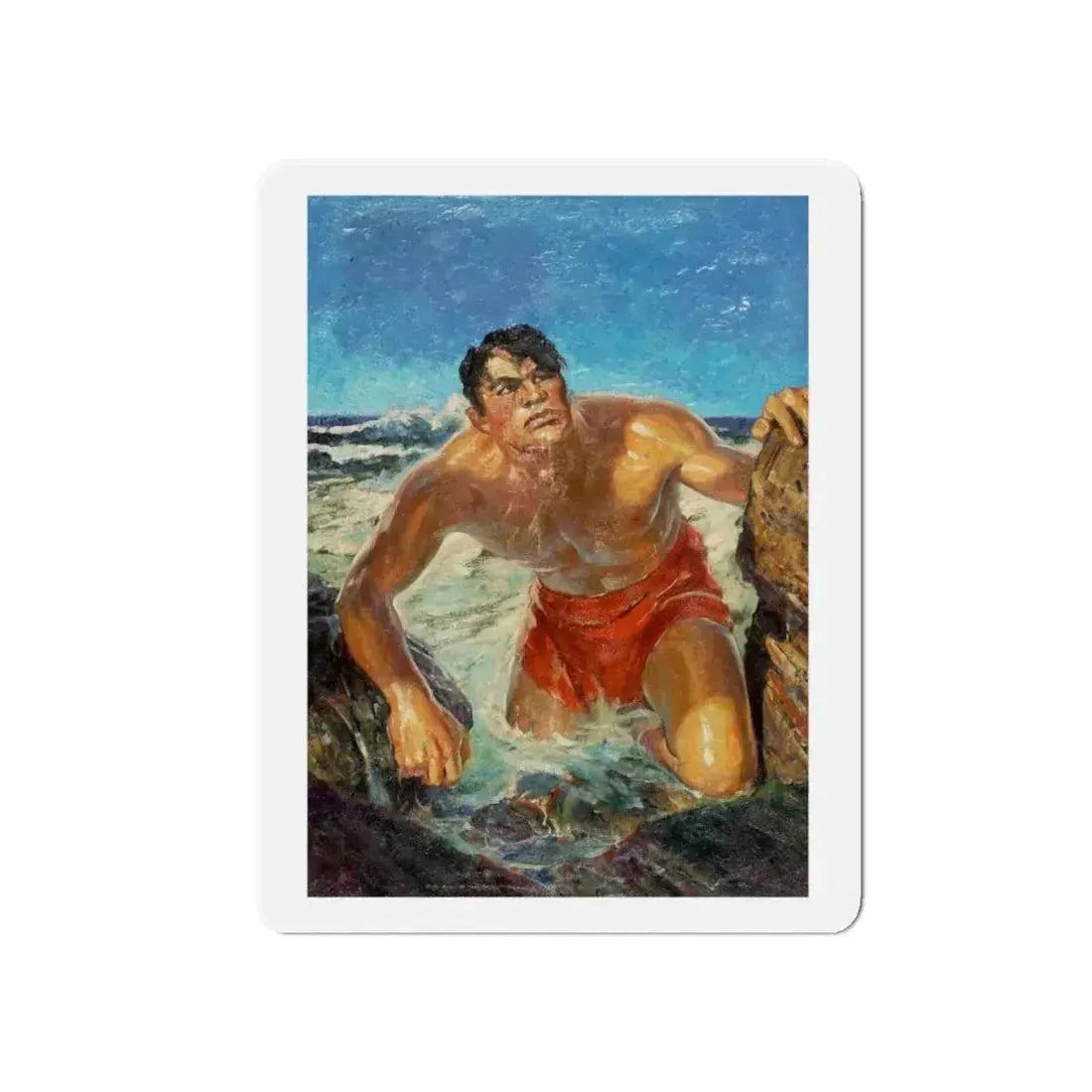 Adventure pulp magazine, cover art (Magazine Illustration) Refrigerator Magnet 6 Inch - The Sticker Space