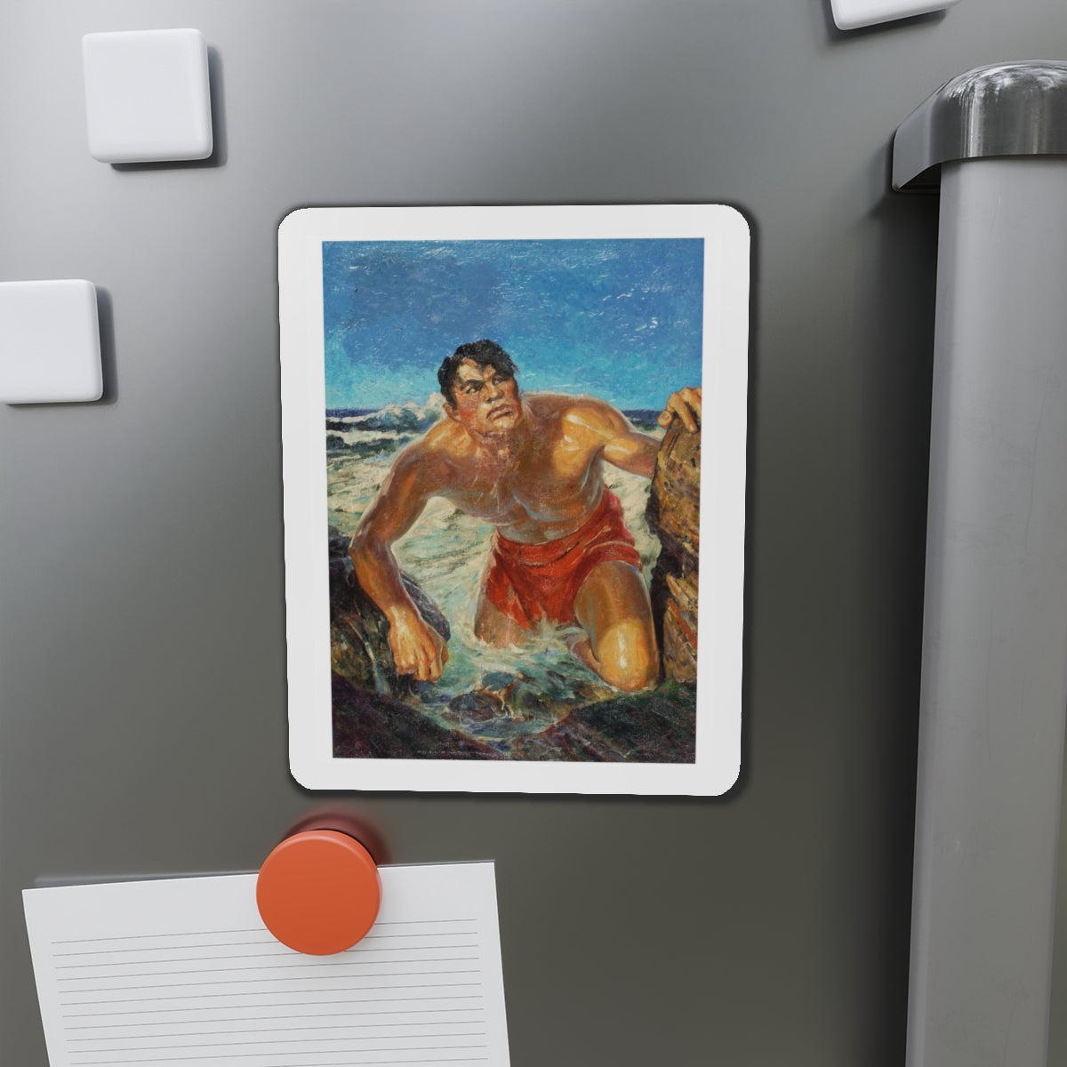 Adventure pulp magazine, cover art (Magazine Illustration) Refrigerator Magnet-The Sticker Space