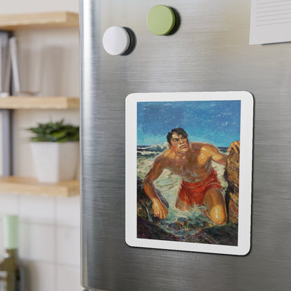 Adventure pulp magazine, cover art (Magazine Illustration) Refrigerator Magnet-The Sticker Space