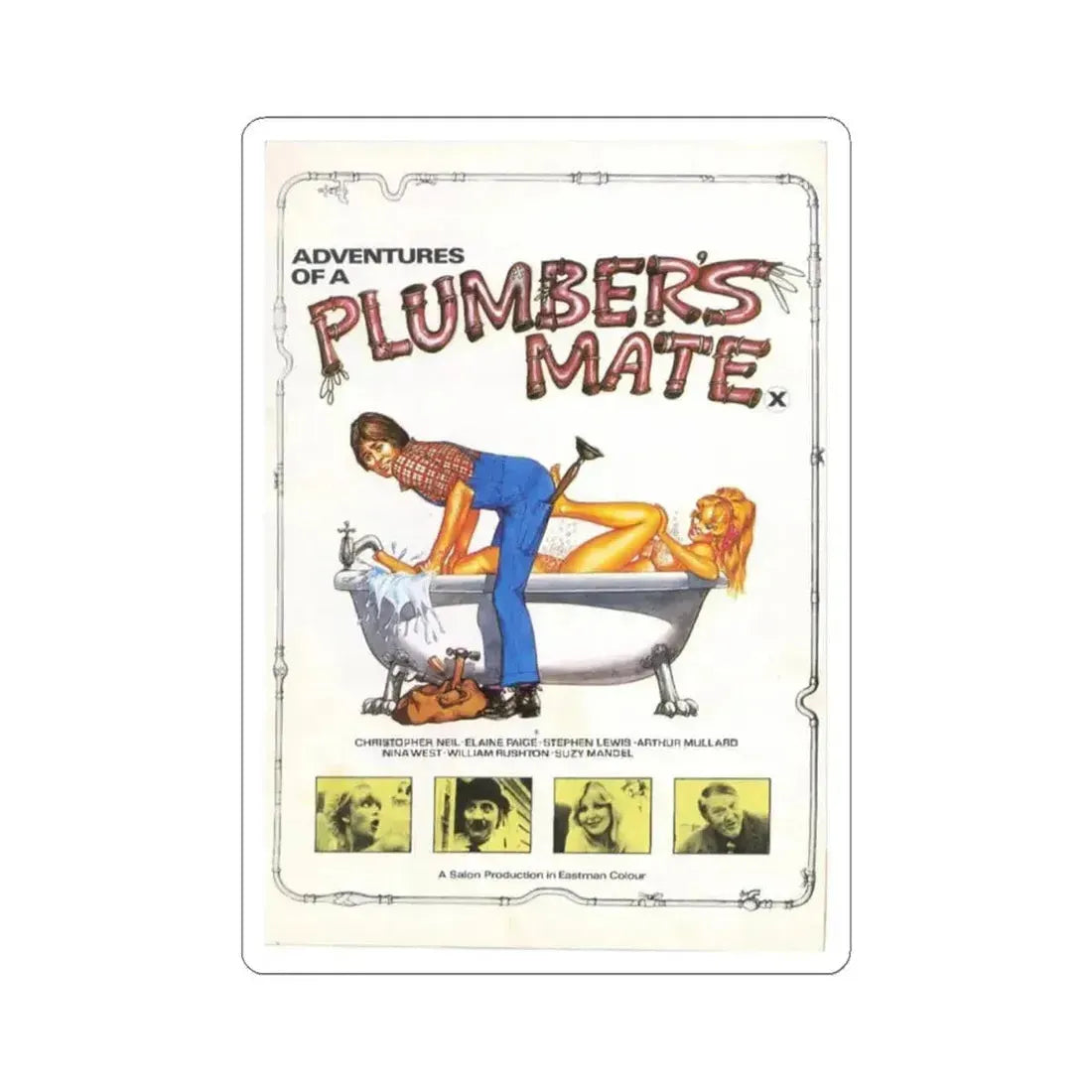 ADVENTURES OF A PLUMBER'S MATE 1978 Movie Poster - STICKER Vinyl Kiss-Cut Decal 4 Inch White - The Sticker Space