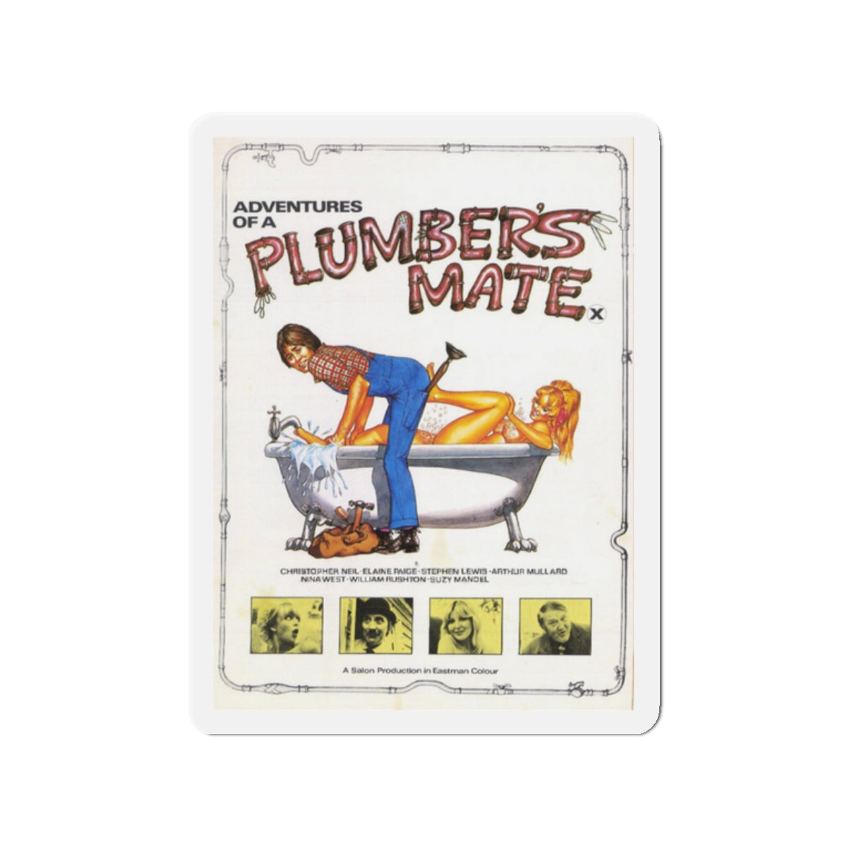 ADVENTURES OF A PLUMBER'S MATE 1978 Movie Poster - Die-Cut Magnet-2" x 2"-The Sticker Space