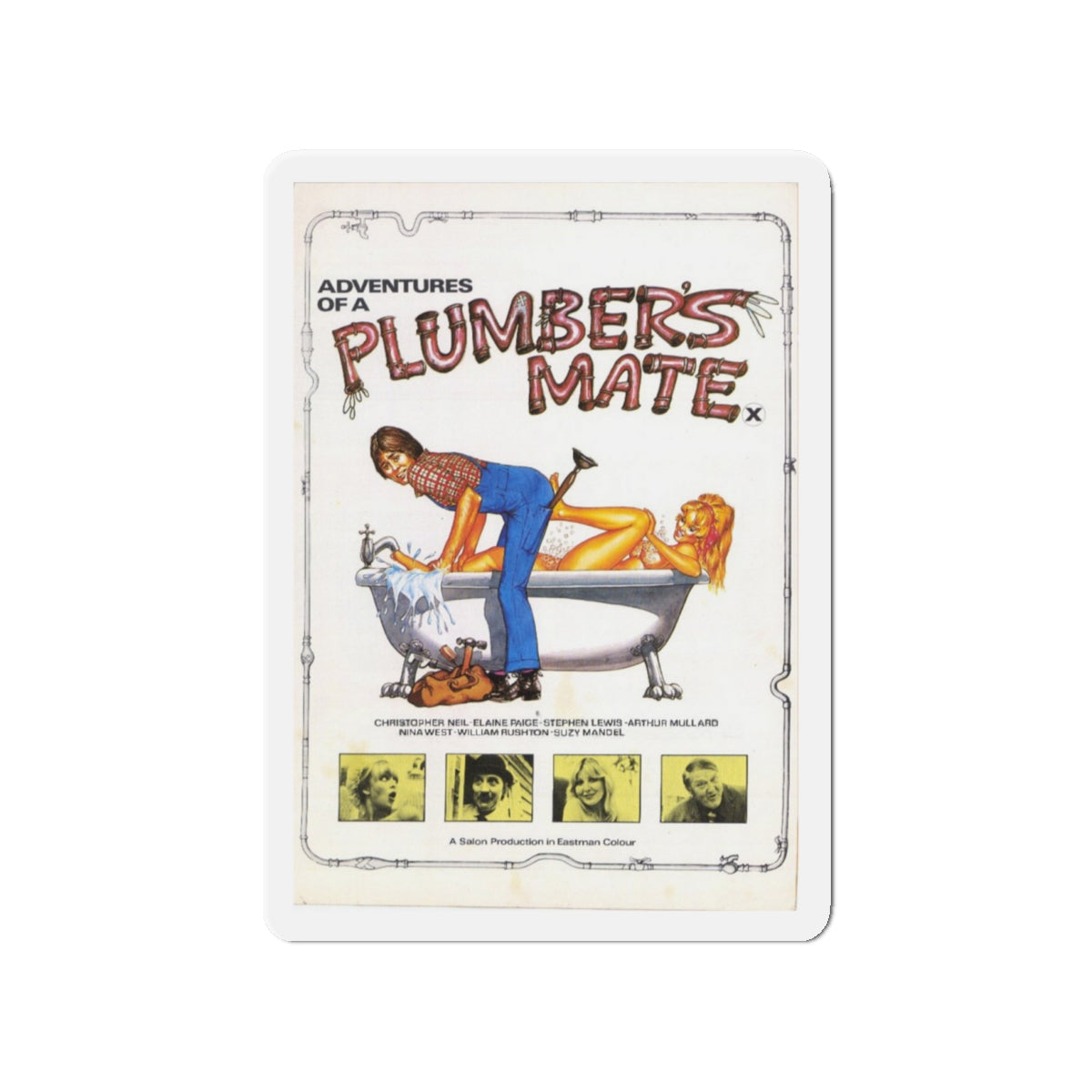 ADVENTURES OF A PLUMBER'S MATE 1978 Movie Poster - Die-Cut Magnet-4" x 4"-The Sticker Space